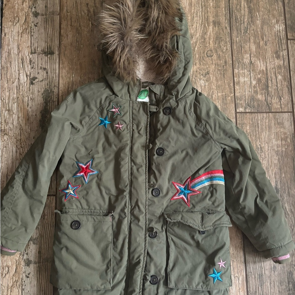Mini Boden Girls Cargo Green Winter Coat, size 5-6Y, EUC